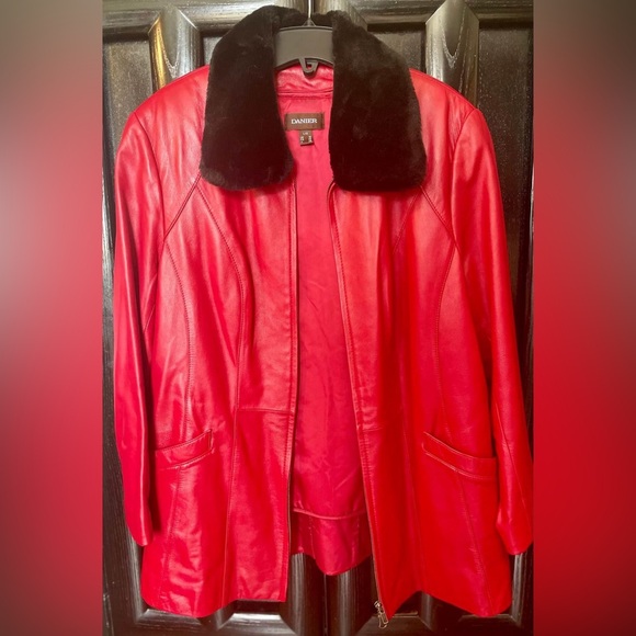 DANIER Red Leather Jacket, Large - Picture 4 of 10
